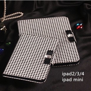 包邮韩国Mr.H小香风 苹果ipad2/3/4皮套iPad mini千鸟格保护套壳