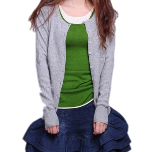 2014春季女士羊绒衫开衫针织衫v领圆领短款毛衣外套四季通用