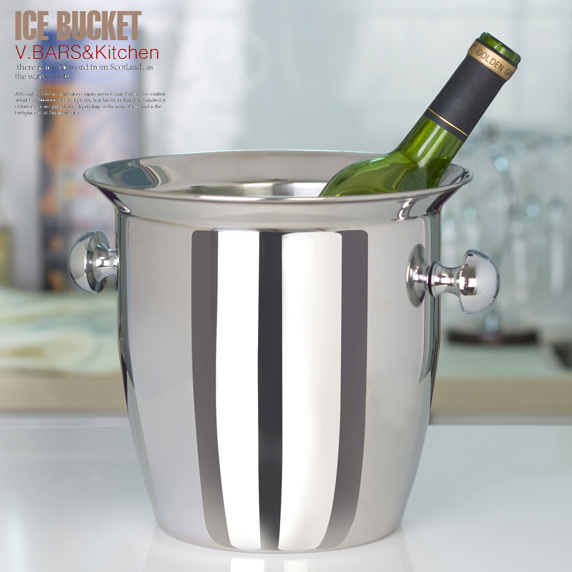 超加厚-不锈钢加厚冰桶红酒桶啤酒桶冰粒筒香槟桶冰酒桶 5L送冰夹