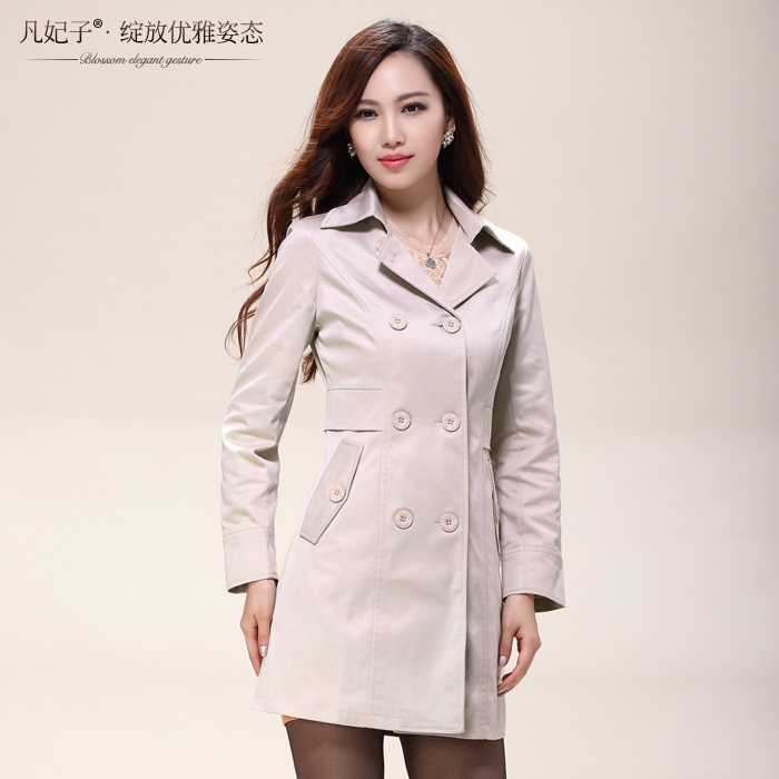 2013秋装外套女款新款 长袖 通勤韩版修身女装大码双排扣风衣 F50