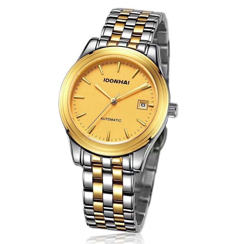 百纳海品牌正品间金钢带防水全自动机械手表商务男士复古腕表包邮