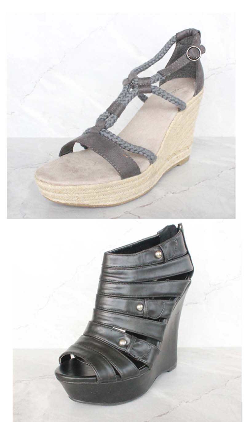 2013新款 正品时尚欧美性感美腿凉靴坡跟松糕跟厚底麻底凉鞋 女36