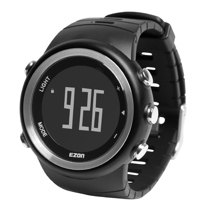 包邮送电池EZON宜准跑步休闲表T023手表防水户外运动时尚黑色健步