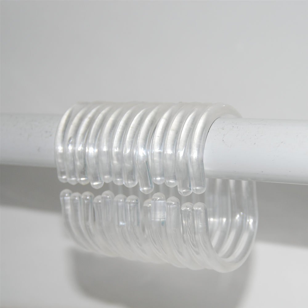 高精密PVC塑料C型浴帘挂钩 浴帘扣 浴帘环 分软硬 透明或白色