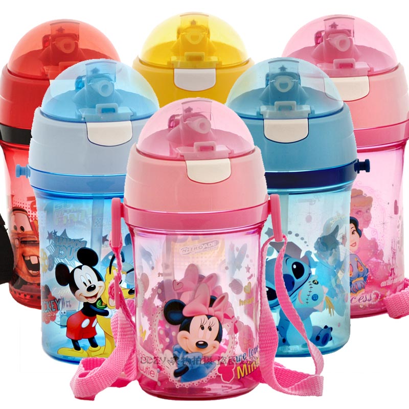 迪士尼促销包邮 400ml儿童塑料吸管杯 学生水杯子495 塑料水壶