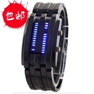 爱迪时正品LED手表男式士金属表带熔岩手链表韩国时尚防水电子表