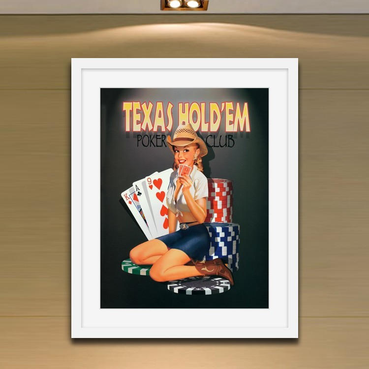 【闲趣坊】某女郎1 德州扑克 装饰画 挂画 有框 高档有品位