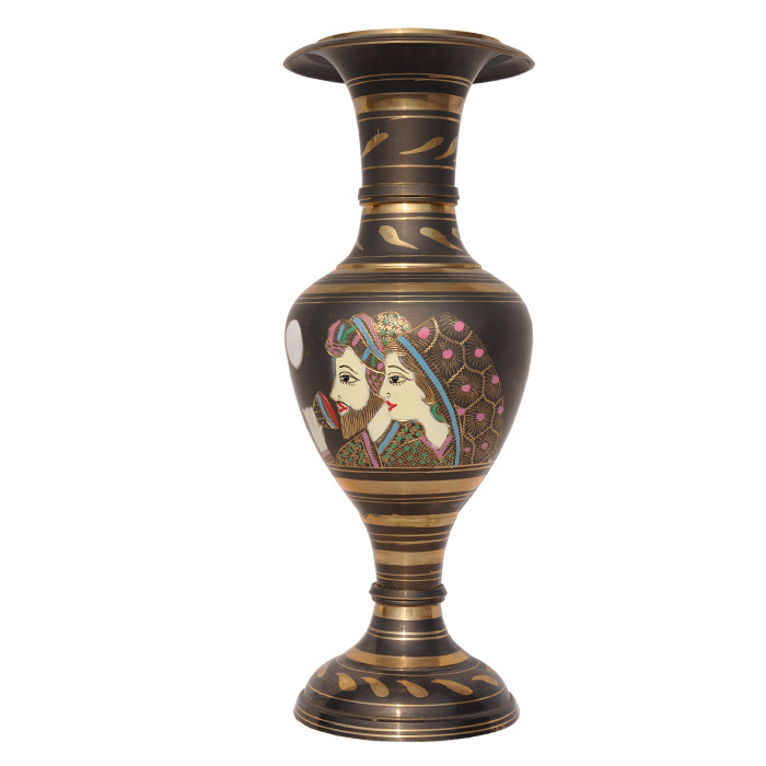特价进口铜花瓶手绘彩绘花瓶民族小花瓶