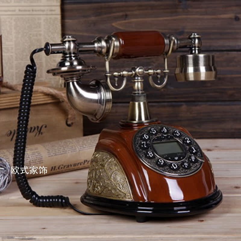 包邮 座机创意时尚欧式电话机 复古仿木电话机 仿古电话机 促销