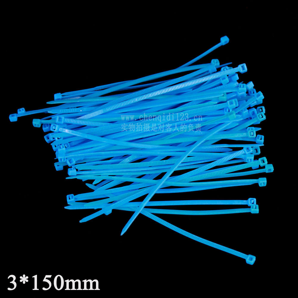 尼龙扎带束线带 3*150 3 150 国标PA66材质抗氧化 100根3元蓝色
