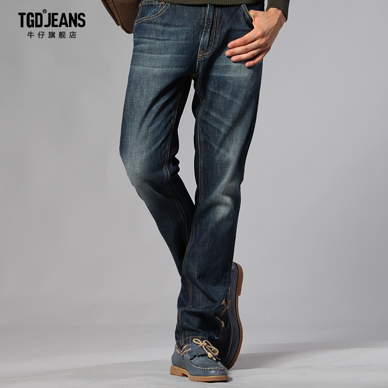 TGD 2013冬季以纯 男装修身牛仔裤 冬装新款牛仔长裤加厚 特价