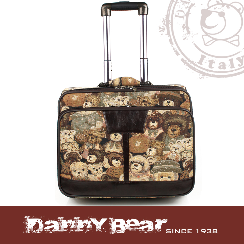 DANNY BEAR丹尼熊正品  14寸帆布真皮拉杆箱登机箱旅游 补货中
