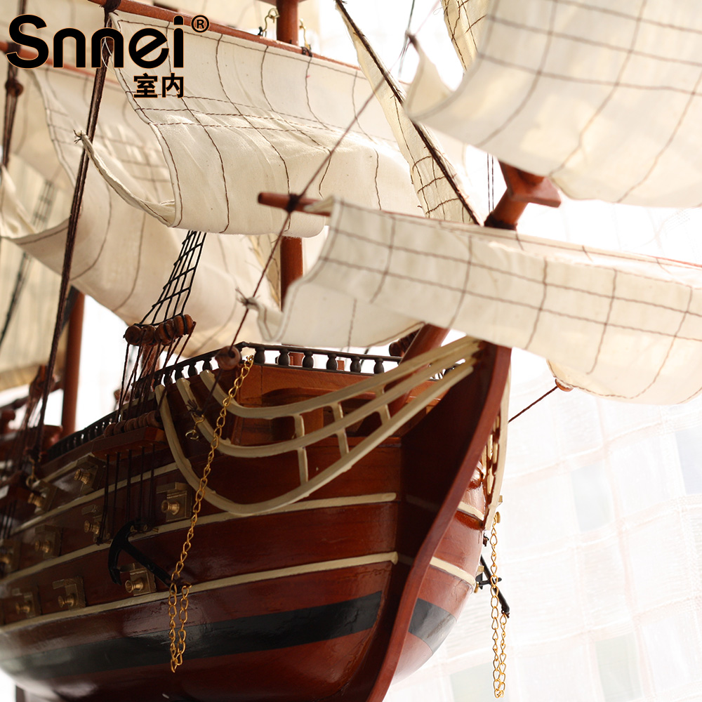 Snnei室内 皇家胜利号 大型木质仿真帆船模型 一帆风顺摆件礼品