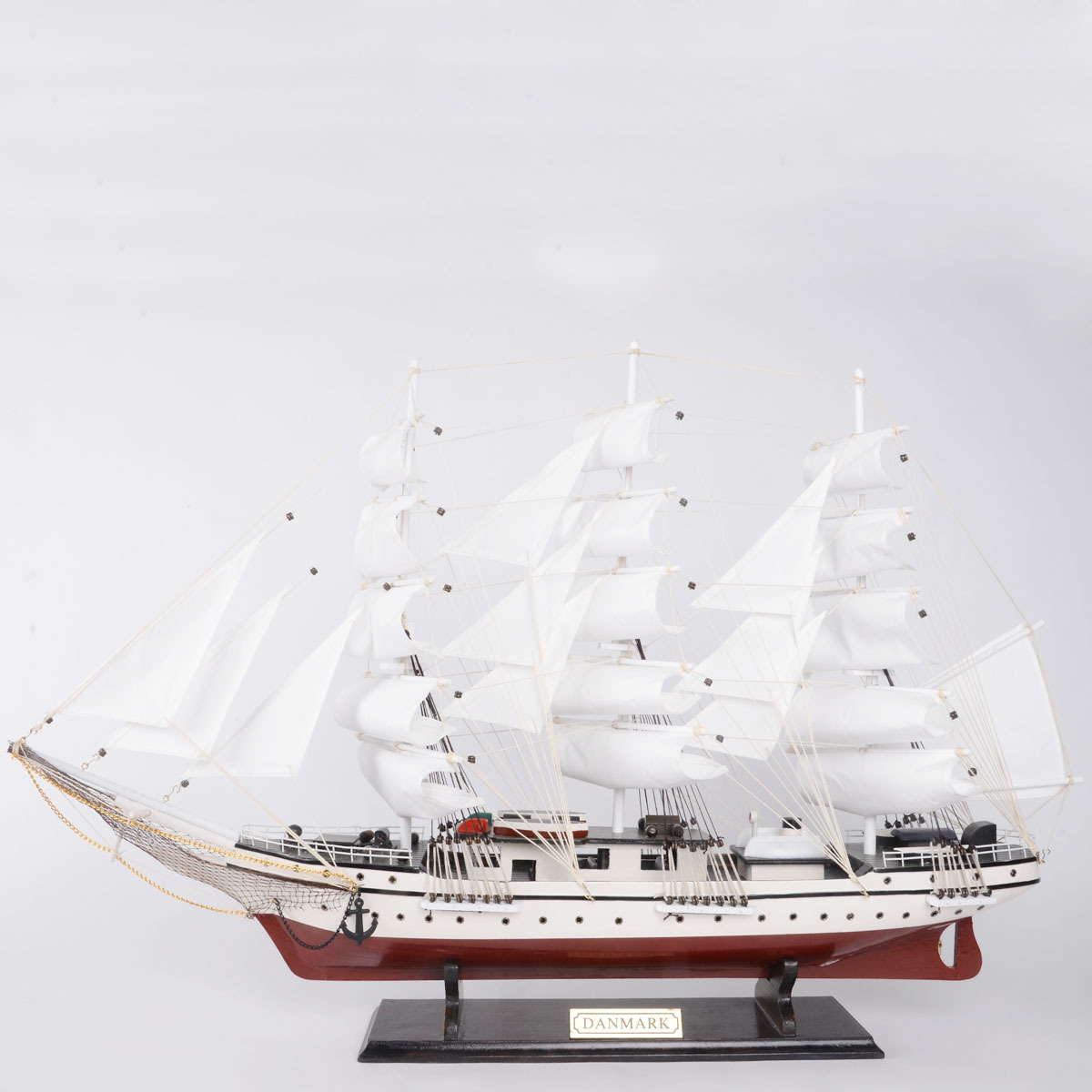 大型实木质手工帆船模型丹麦号 90公分 工艺品家居摆件 创意礼品