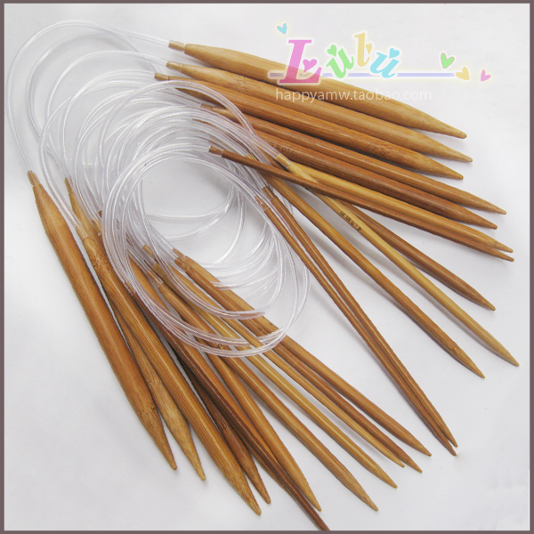 毛线编织工具 80/60CM长外贸高档碳化竹环形针 全套28副 环型针