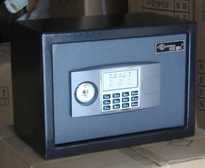 (君霸正品)25厘米高电子入墙家用办公保险柜保险箱保管箱 木箱