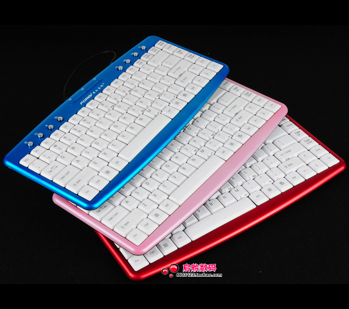 正品行货 彩色多媒体超薄电脑键盘 笔记本键盘 外接  USB 小键盘