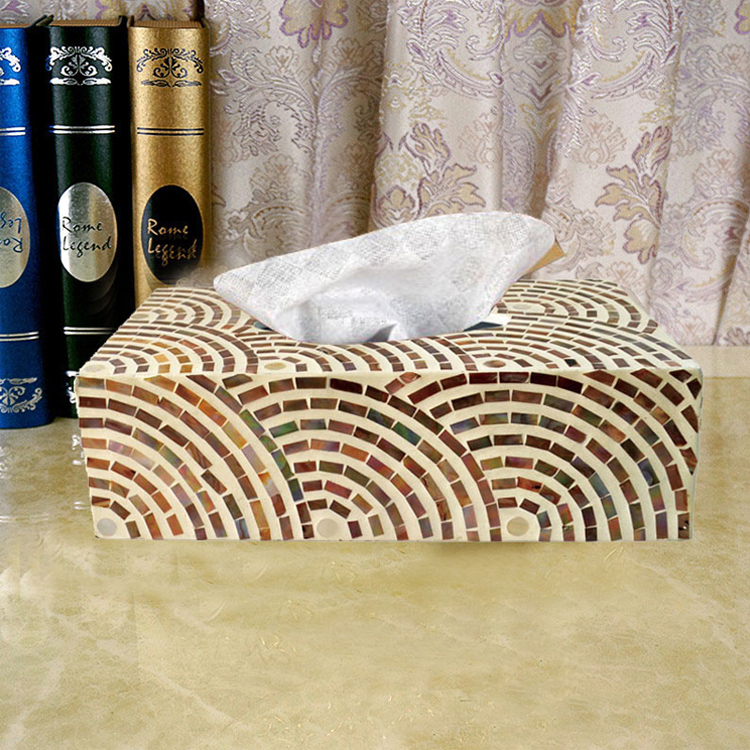 正品热卖贝壳方形抽纸盒家用车用时尚创意高档装饰纸巾盒东南亚木