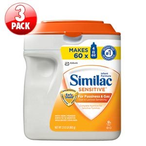直递！雅培奶粉Similac Sensitive(0-12月)963克3罐~不含乳糖