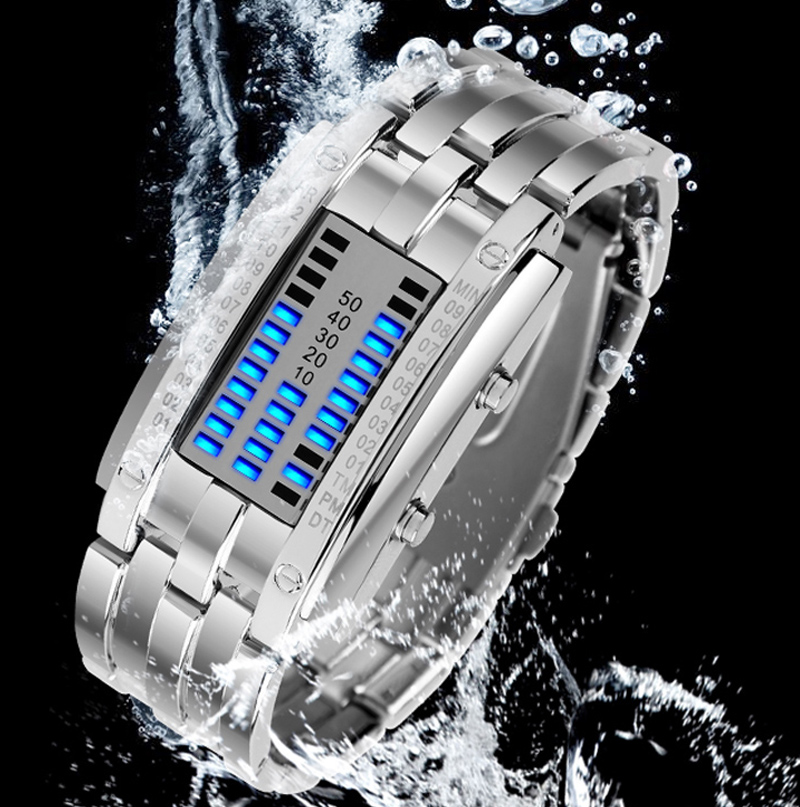 正品时刻美男士韩国潮流时尚LED手表女款防水创意复古手表腕表