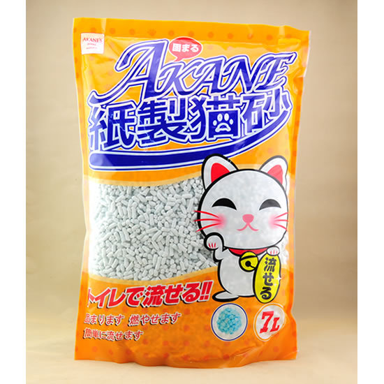 日本AKANE（流）原装进口纸质猫砂 纸砂 环保无粉尘 可冲马桶 7L