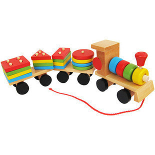 每日淘吧 丹妮奇特 儿童玩具 木制玩具 积木 形状小火车