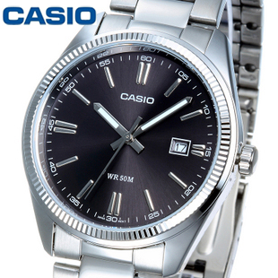 五年双冠店 卡西欧正品 MTP-1183Q-9A 指针 情侣皮带 男士手表