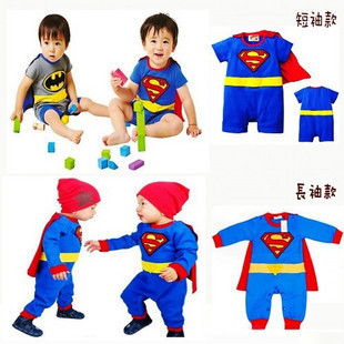 婴儿服装/夏装 超人/蝙蝠侠造型衣 宝宝短袖哈衣/连体衣/爬服