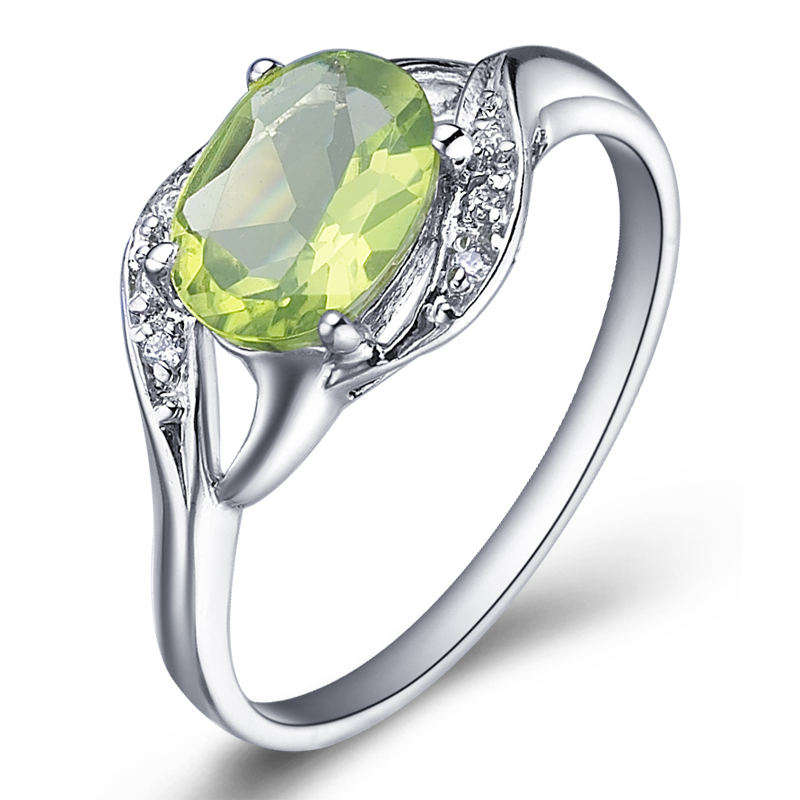 特价欧美镶嵌纯天然绿宝石橄榄石戒指s925纯银饰品送女友生日礼物