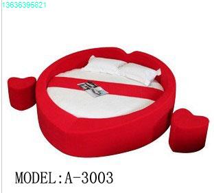 厂家直销特价定制高档布艺软床红色圆床婚床双人现代时尚