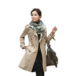2011新款韩国进口女装风衣外套春秋女双排扣风衣（现货