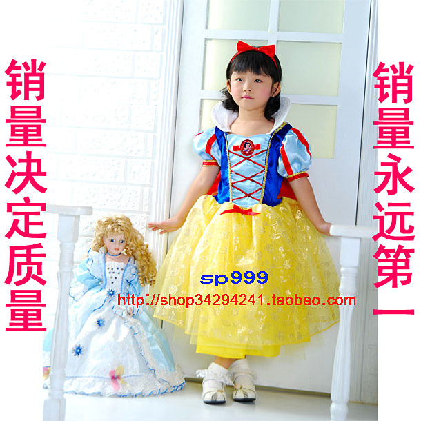 长短袖白雪公主裙民族服装摄影礼服儿童装表演出舞蹈迪士尼晚会