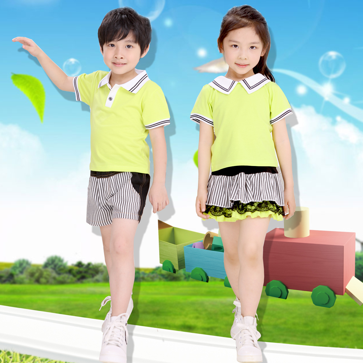 夏款幼儿园服装系列 QCX12162-圆领休闲-首页