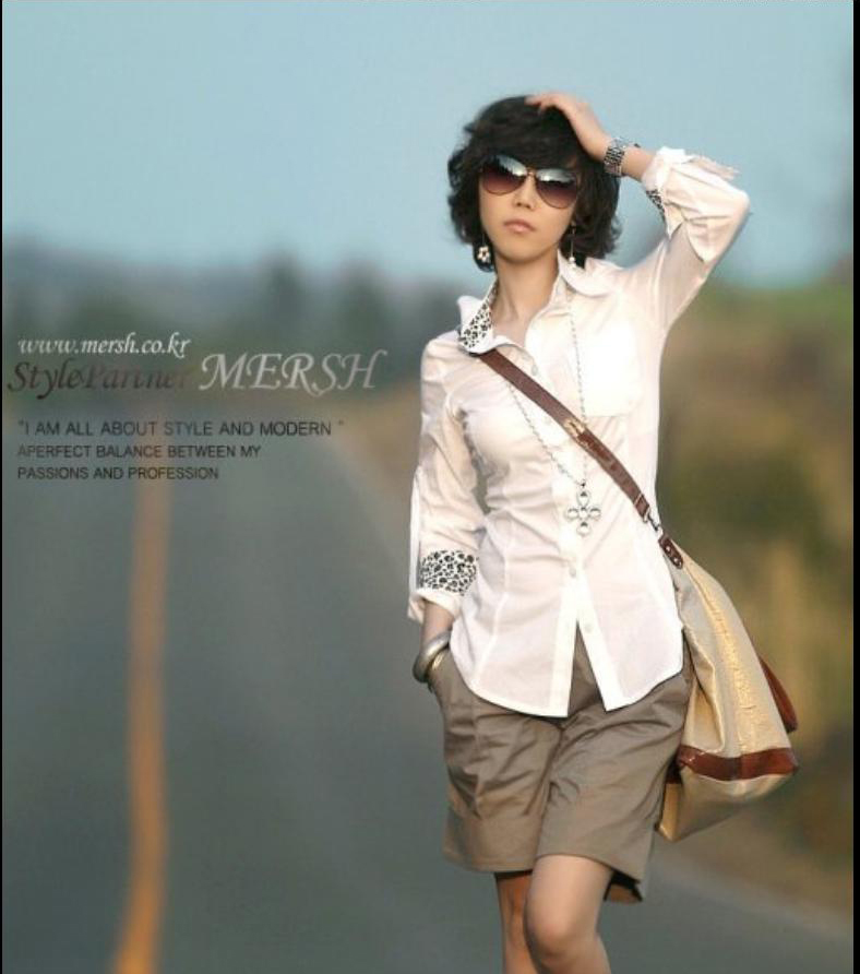 2011新款职业女装休闲时尚韩版夏款长款收腰修身长袖豹纹白衬衫