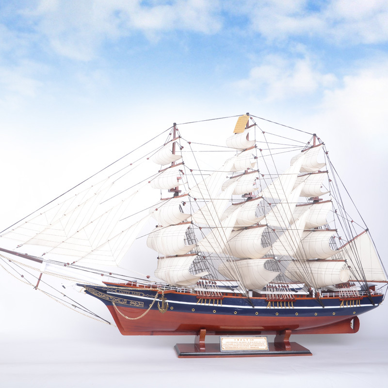 现代中式木制帆船模型卡蒂萨克号精美商业乔迁礼品橱窗桌面摆件