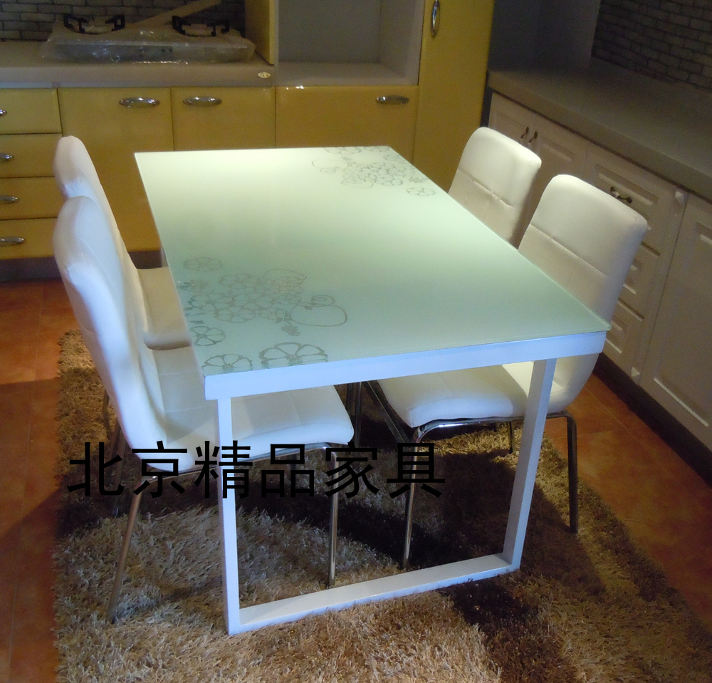 【特价买就送】玻璃餐桌 钢化玻璃餐桌 餐桌椅组合 田园餐桌