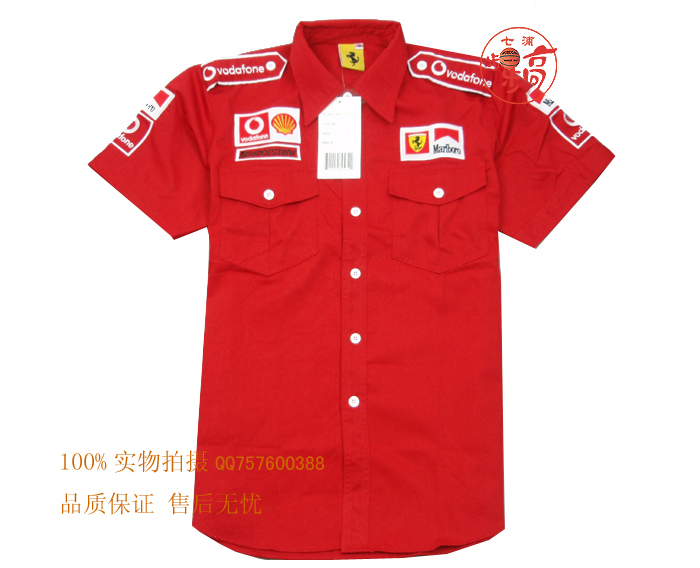 F1 赛车服 法拉利赛车服 法拉利红色短袖衬衫 法拉利衬衫