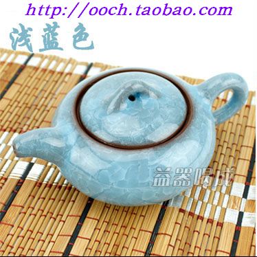 特价茶具紫砂壶/茶壶/玻璃茶壶/陶瓷茶壶/冰裂泡茶壶--浅蓝色