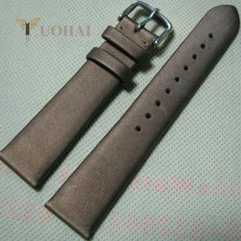 瑞士宝路华品牌绢布手表带经典复古19mm浅褐色磨砂牛皮真皮底表带