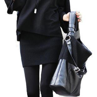 韩国SZ2011 秋冬新款 黑色修身 短裙 秋冬裙 半身裙 毛线裙子