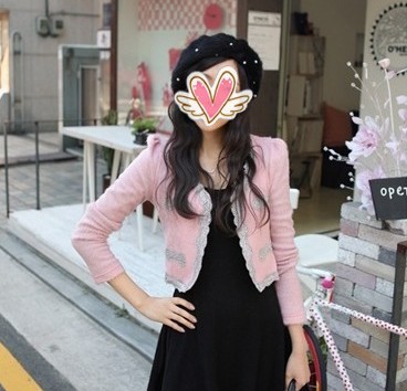 秒杀秋装新品质2011女装新款韩版气质修身甜美粉蕾丝毛呢短外套