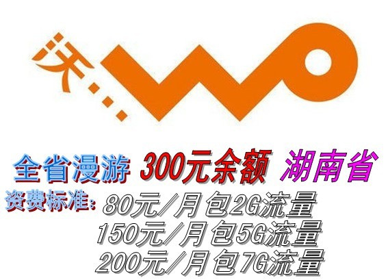 中国联通 湖南省内漫游 300元余额 3G无线上网资费卡