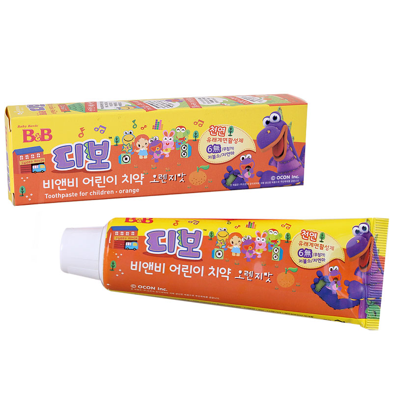 韩国进口保宁 儿童护齿牙膏木糖醇牙膏 橙子味 BY10-02