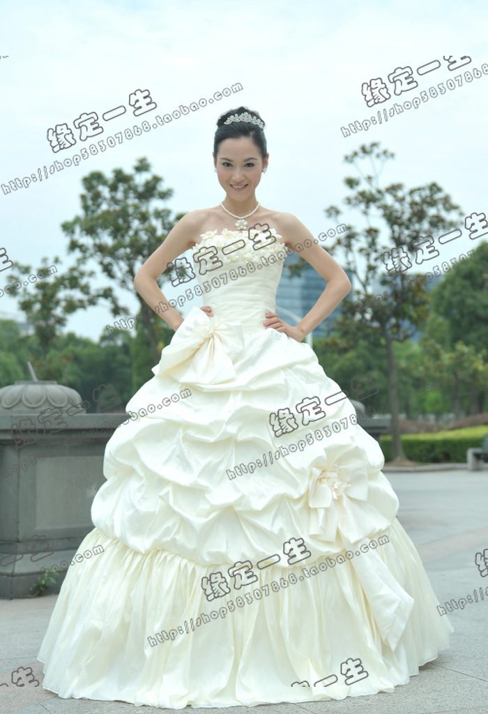 婚纱礼服 新款2013 甜美公主抹胸 蓬蓬 韩版齐地绑带婚纱孕妇可穿