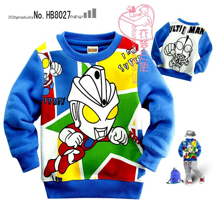 童装秋冬装西松屋卡通Ultraman奥特曼男童抓绒长袖T恤