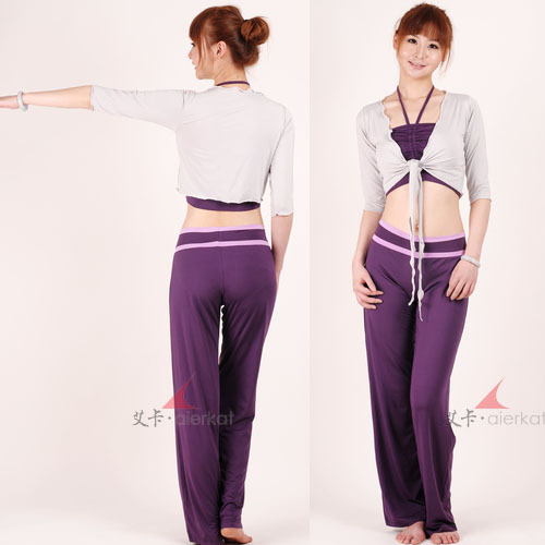 艾卡莫代尔特价春夏韩版瑜伽服瑜珈服套装9962浅灰深紫深紫包邮
