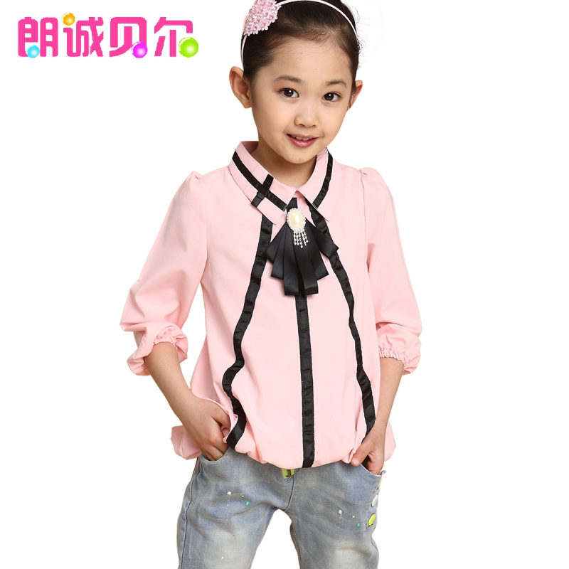 2014春装新款 儿童长袖雪纺衬衫童装时尚韩版女童雪纺衬衫外套