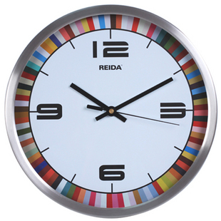 瑞达挂钟简约创意 时尚欧式钟表 12寸金属挂表 静音包邮 30cm白底