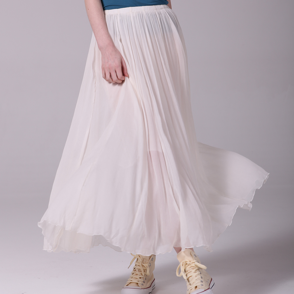 Ladybox2014新款春夏装 超长裙纯色双绉真丝半身裙 飘逸大摆半裙