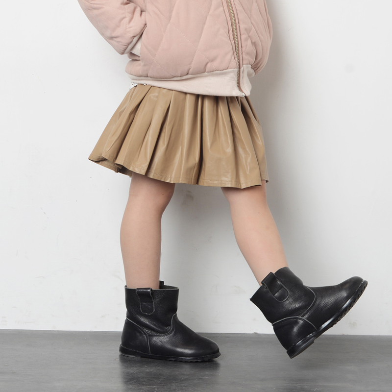 韩国童装 进口 皮革百褶短裙 2014新款可爱公主风